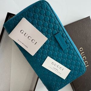 Gucci zip around wallet cobalt blue